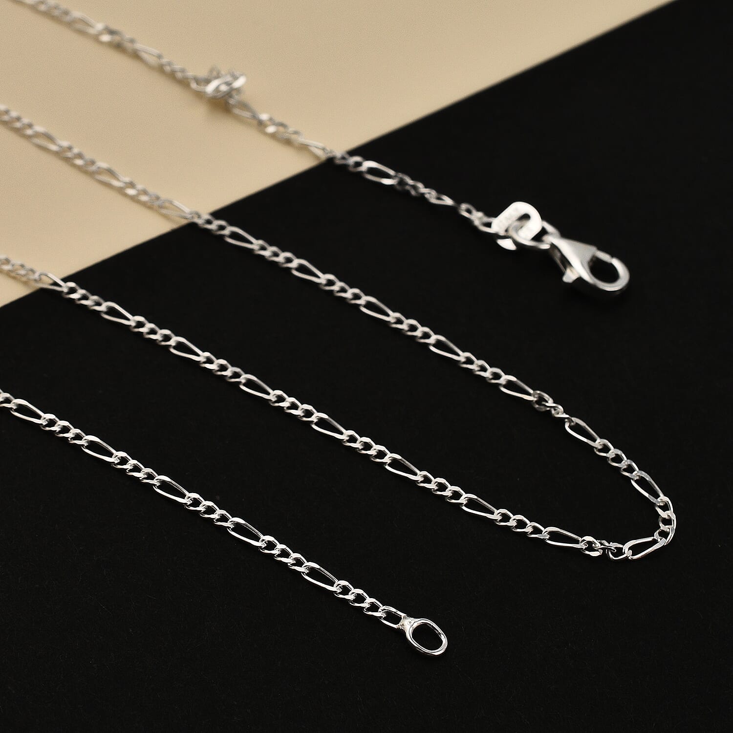 Close Out - Sterling Silver Figaro Necklace (Size - 24) With Lobster Clasp