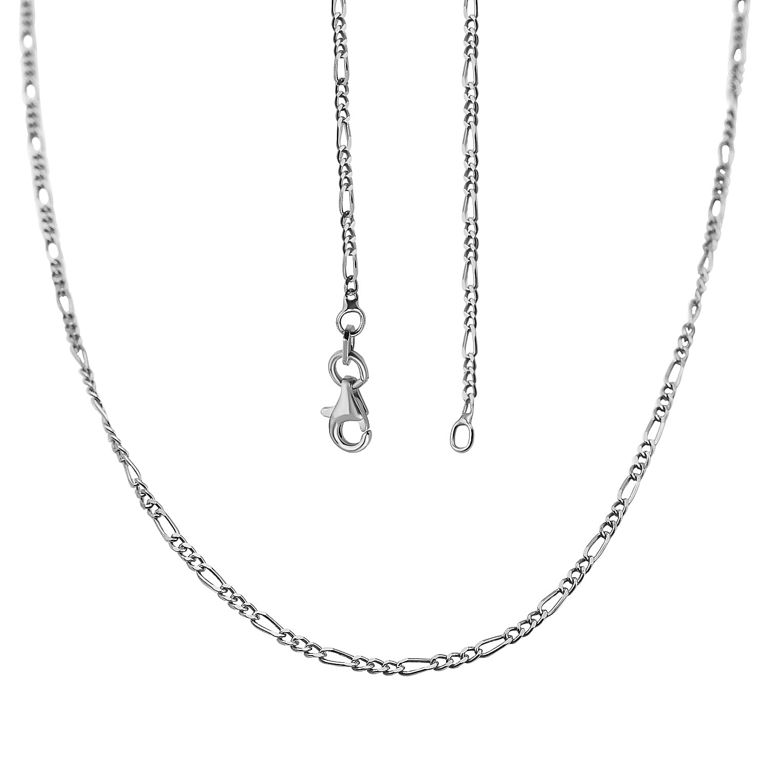 Close Out - Sterling Silver Figaro Necklace (Size - 24) With Lobster Clasp