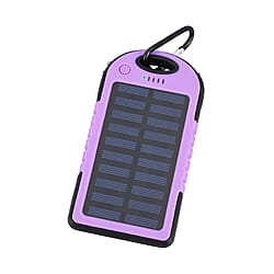 Homesmart Solar Panel 5000mah Power Bank with USB Cable - Purple & Black