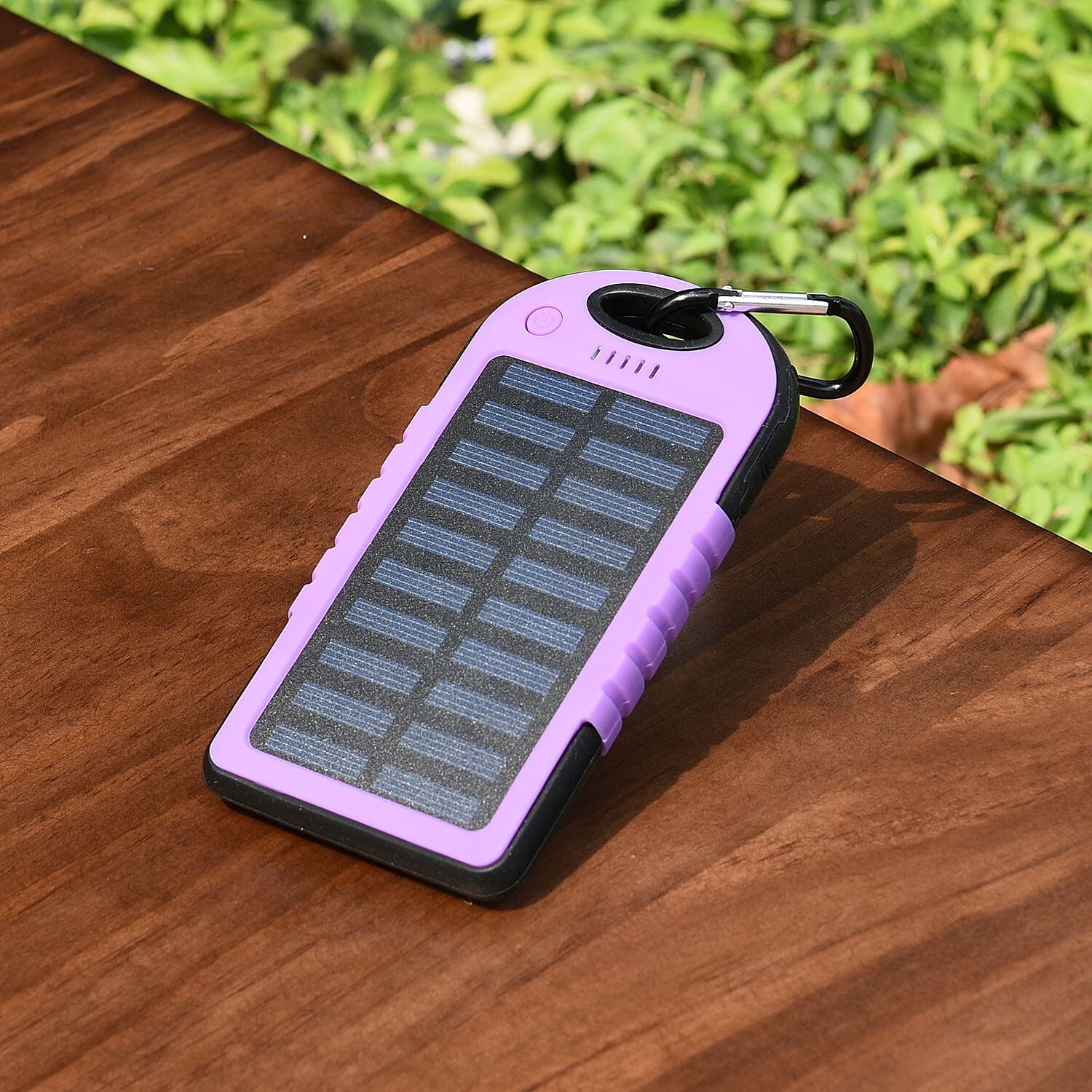 ENERGY SAVING- Solar Panel 5000mah Power Bank with torch and USB cable  - Purple