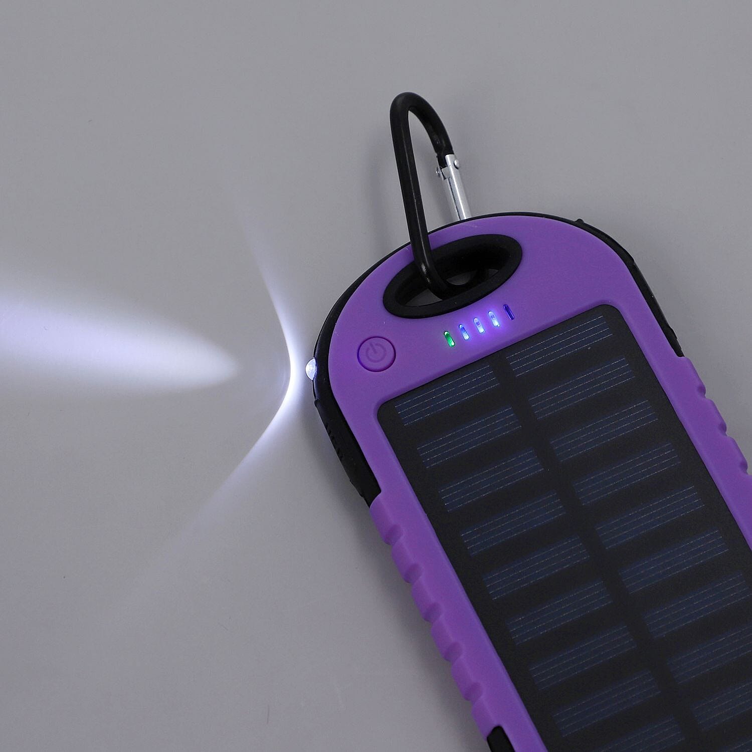 ENERGY SAVING- Solar Panel 5000mah Power Bank with torch and USB cable  - Purple