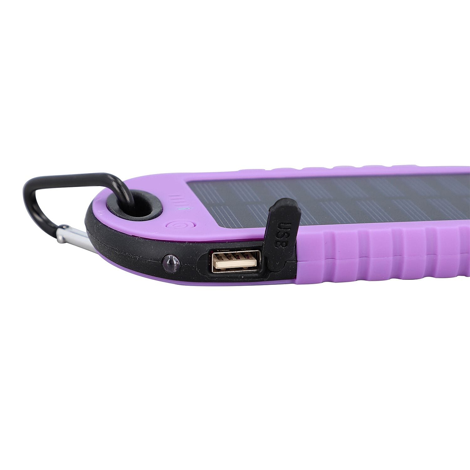ENERGY SAVING- Solar Panel 5000mah Power Bank with torch and USB cable  - Purple