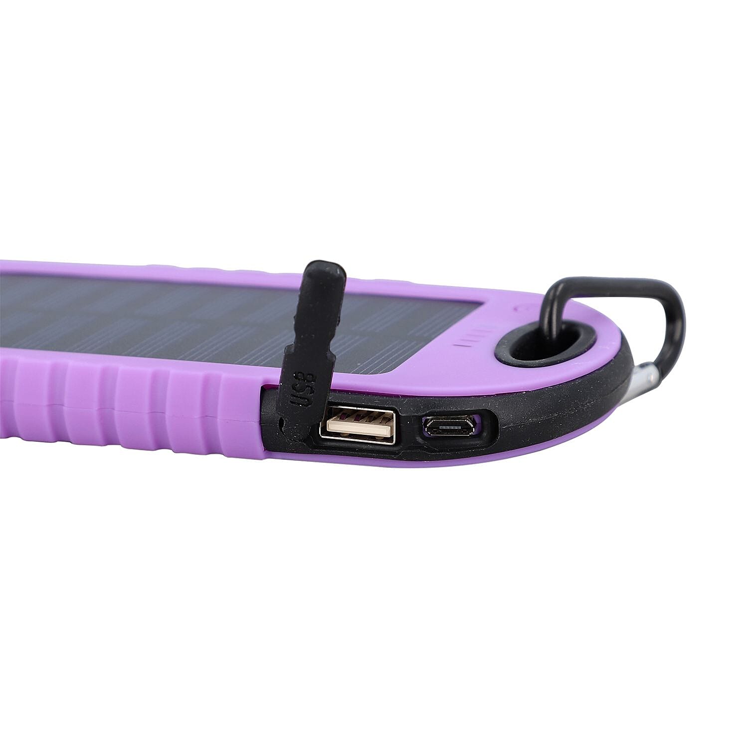 ENERGY SAVING- Solar Panel 5000mah Power Bank with torch and USB cable  - Purple
