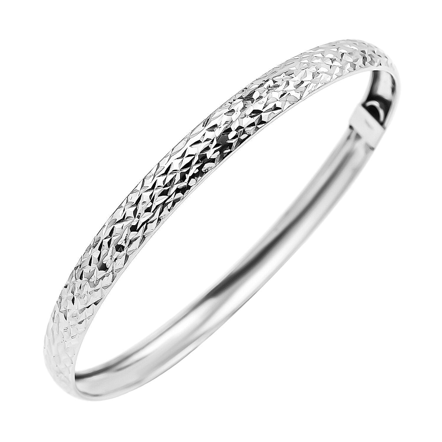 JCK Vegas Close Out- Italian Made Sterling Silver Textured Bangle (Size 7.5)