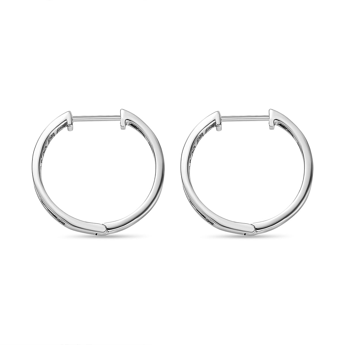 9K White Gold SGL Certified Diamond (I3-G-H) Hoop Earrings (with Clasp) 0.50 Ct
