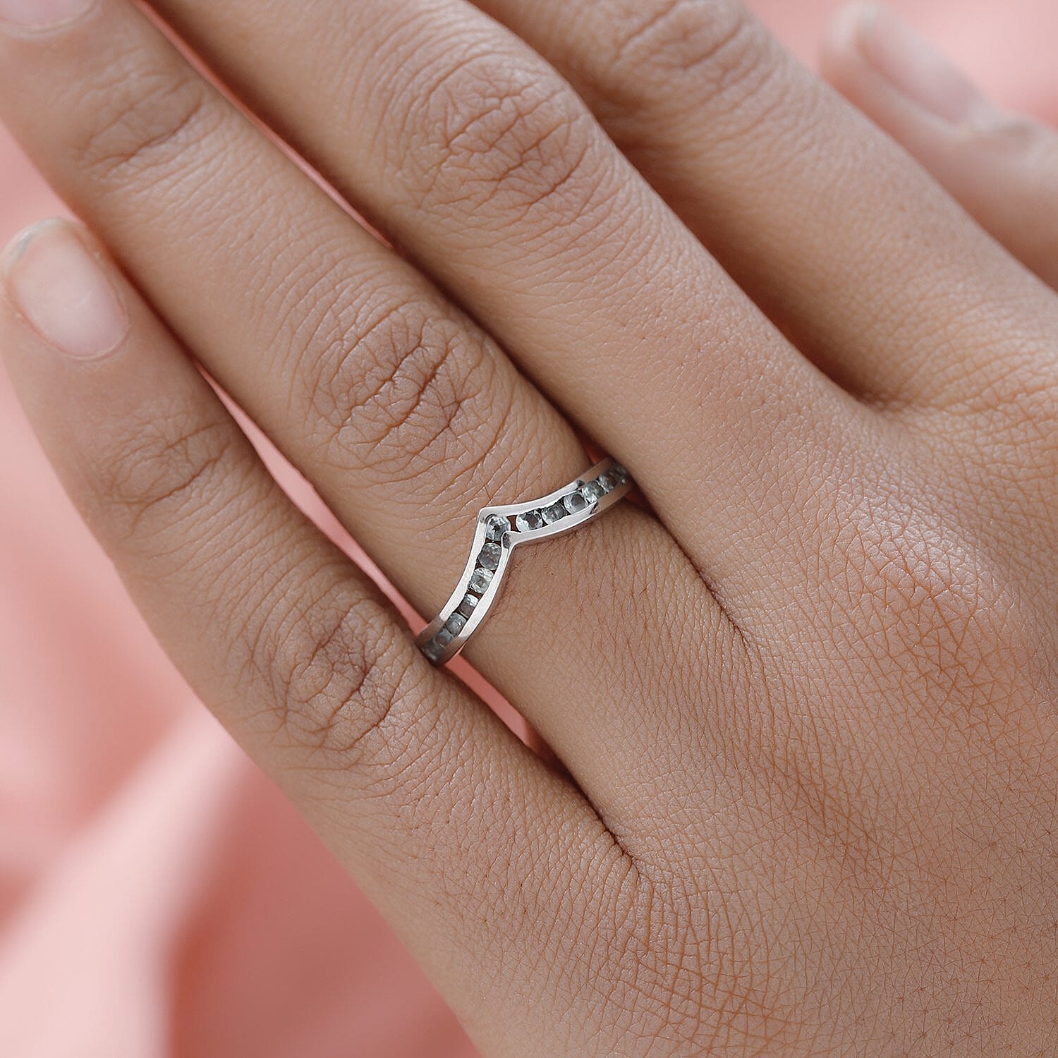 Narsipatnam Alexandrite Wishbone Ring in Platinum Overlay Sterling Silver