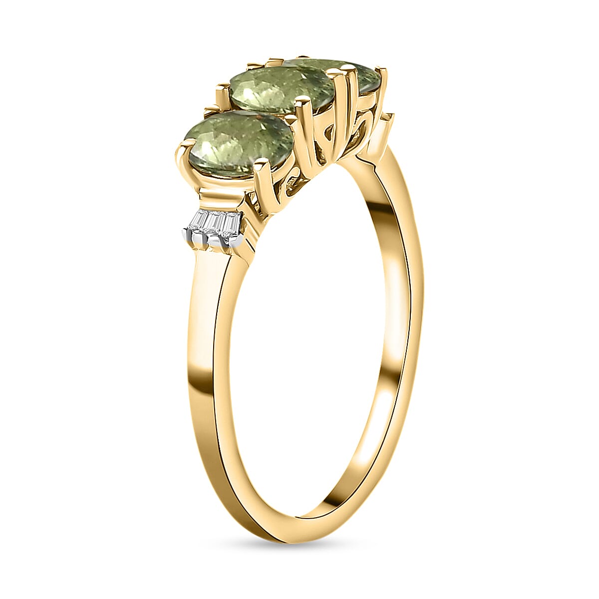 9K Yellow Gold Demantoid Garnet and Diamond Ring 1.51 Ct.