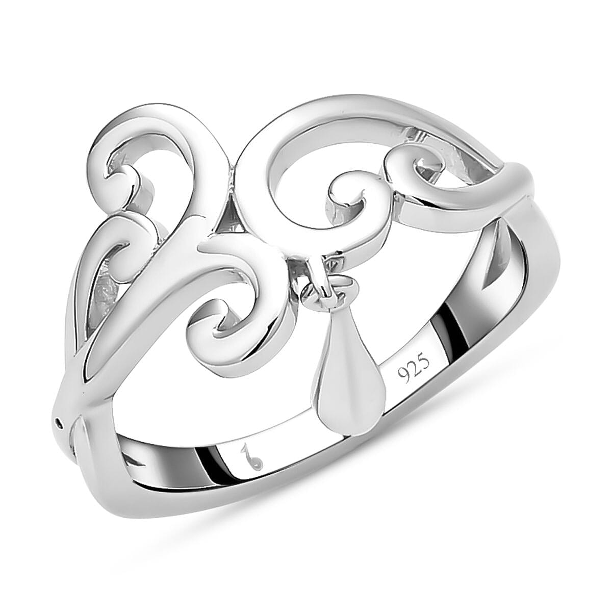 LucyQ Air Drip Collection - Rhodium Overlay Sterling Silver Ring