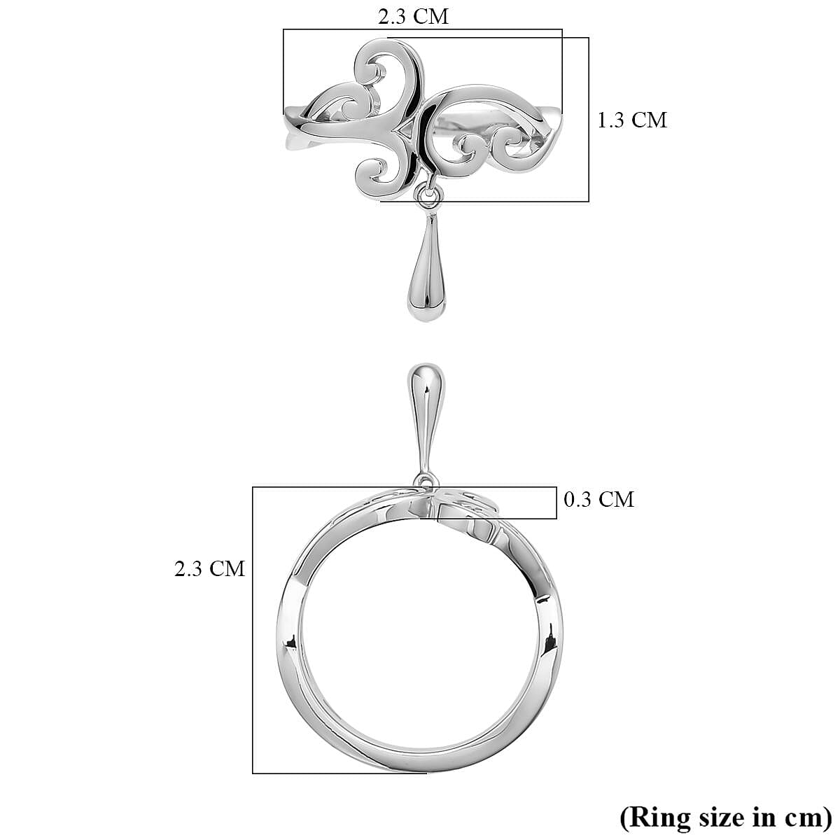 LucyQ Air Drip Collection - Rhodium Overlay Sterling Silver Ring