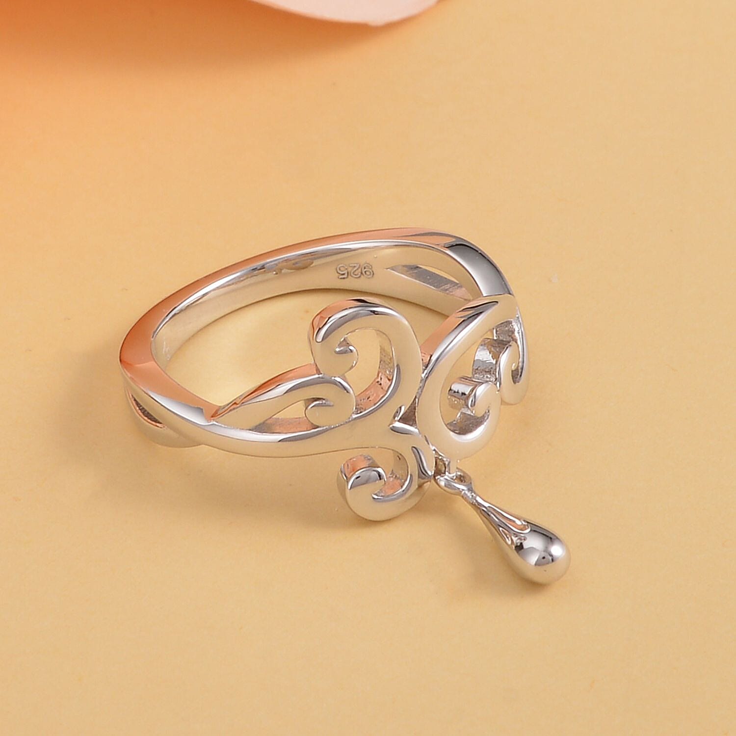 LucyQ Air Drip Collection - Rhodium Overlay Sterling Silver Ring