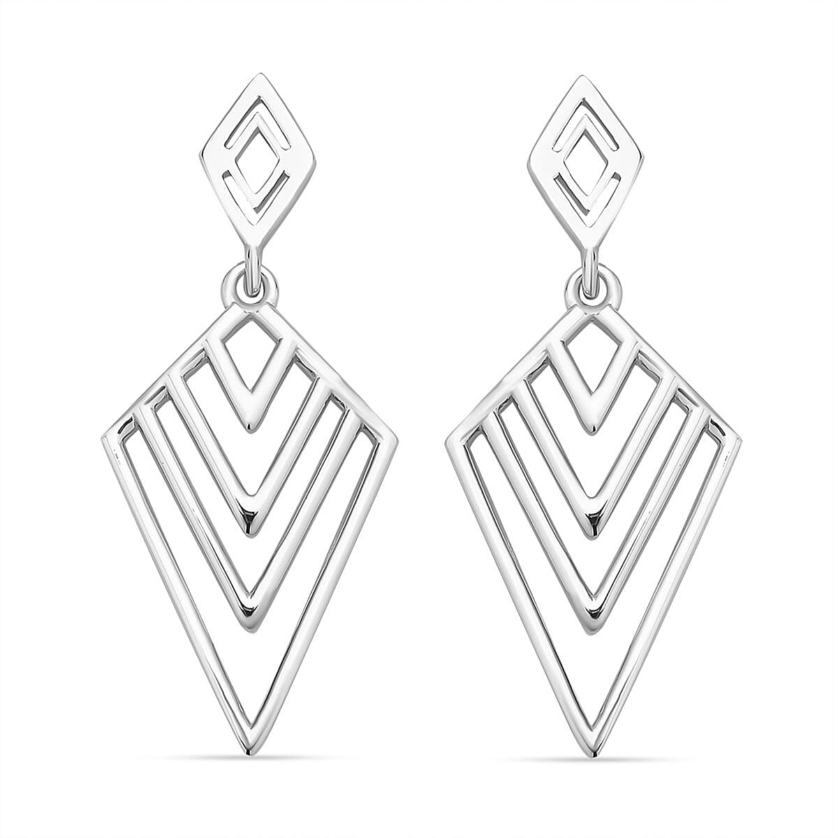 LucyQ Art Deco Collection - Rhodium Overlay Sterling Silver Earrings (with Push Back)
