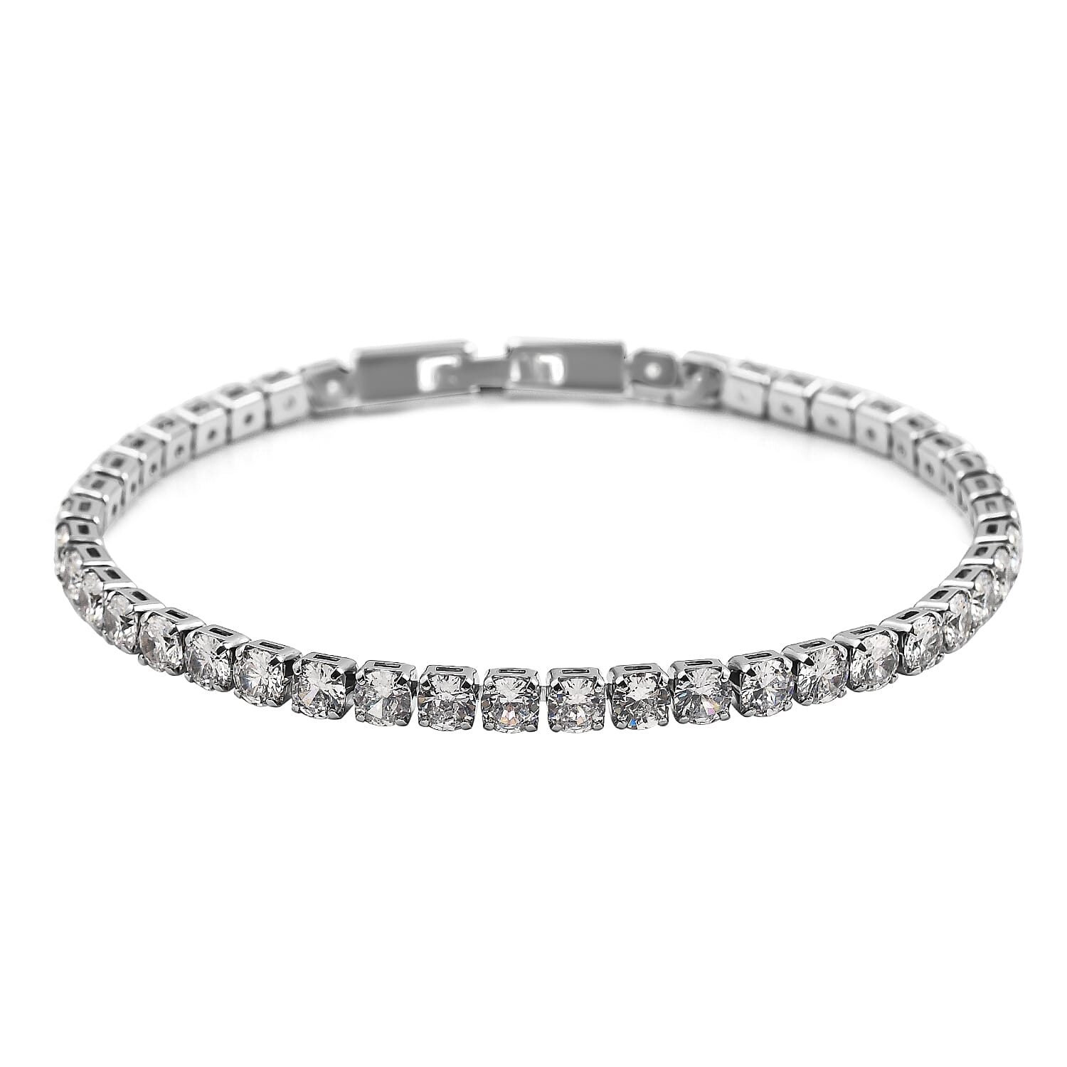 NY Close Out Deal - Simulated Cubic Zirconia Diamond Tennis Bracelet (Size 7.5) in Silver Tone 11.00 Ct.