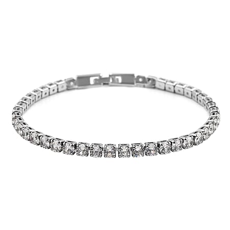 NY Close Out Deal - Simulated Cubic Zirconia Diamond Tennis Bracelet (Size - 7.5) in White Tone 11.0 Ct