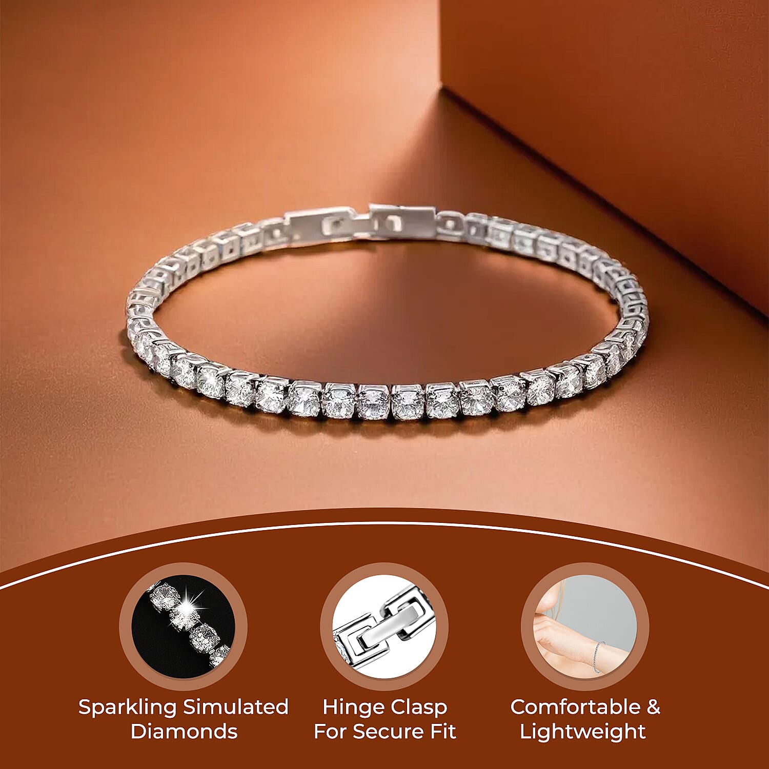 NY Close Out Deal - Simulated Cubic Zirconia Diamond Tennis Bracelet (Size 7.5) in Silver Tone 11.00 Ct.