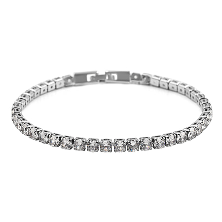 NY Close Out Deal - Simulated Diamond Tennis Bracelet (Size - 7.5) in Silver Tone