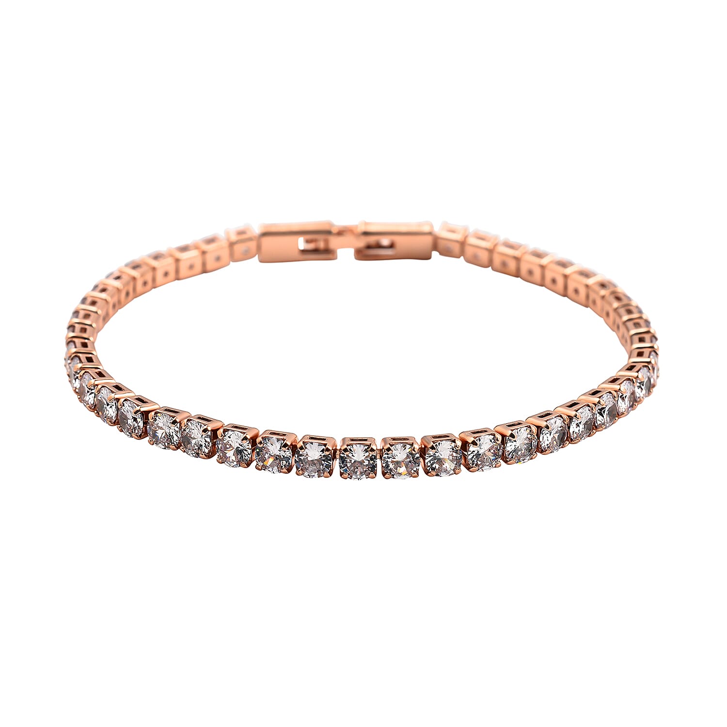 NY Close Out Deal- AAA Simulated Diamond Tennis Bracelet (Size - 7.5) in Rose Gold Tone