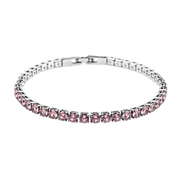 NY Close Out Deal- AAA Simulated Pink Topaz Tennis Bracelet (Size - 7.5) in Silver Tone