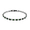 Simulated Emerald and Simulated Diamond Tennis Bracelet (Size - 7.5) in Silver Tone