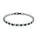 Simulated Emerald and Simulated Diamond Tennis Bracelet (Size - 7.5) in Silver Tone