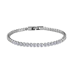 Cubic Zirconia Bracelet (Size - 7.5) Pure White Silver Tone 8.00 Ct