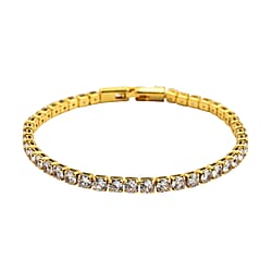 Cubic Zirconia Bracelet (Size - 7.5) Pure Yellow Brass 8 ct