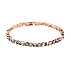 Cubic Zirconia Bracelet (Size - 7.5) Pure Rose Gold Tone 8 Ct.