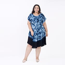 Tamsy Viscose Tie Dye Dress (Size 117x1 cm) - Gray & Grey