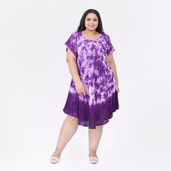 Tamsy Viscose Tie Dye Dress (Size 117x1 cm) - Gray & Grey