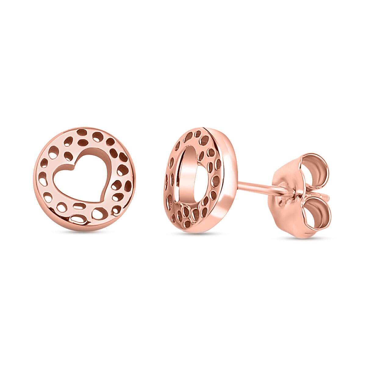 Rachel Galley - 18K Vermeil Rose Gold Plated Sterling Heart Earrings (With Push Back)
