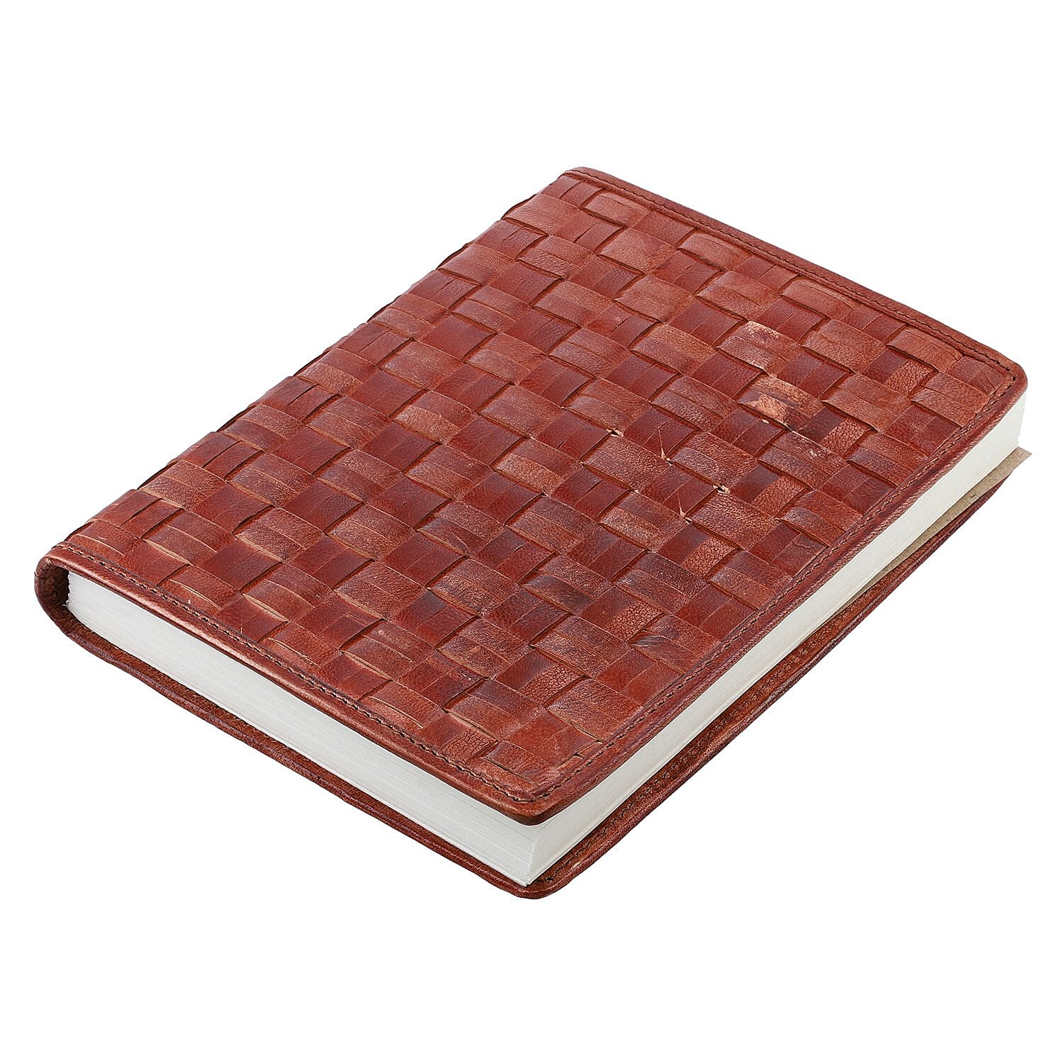 Genuine Leather Weave Pattern Journal Notebook (Size 20x15 Cm) - Brown