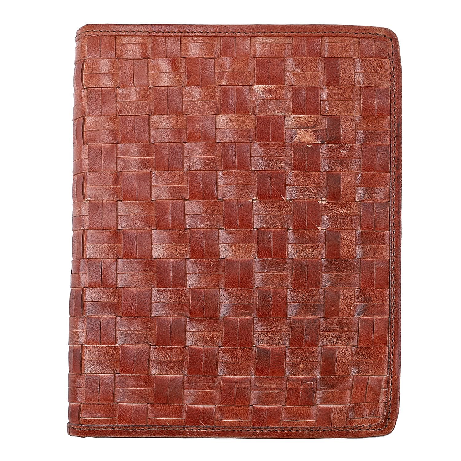 Genuine Leather Weave Pattern Journal Notebook (Size 20x15 Cm) - Brown