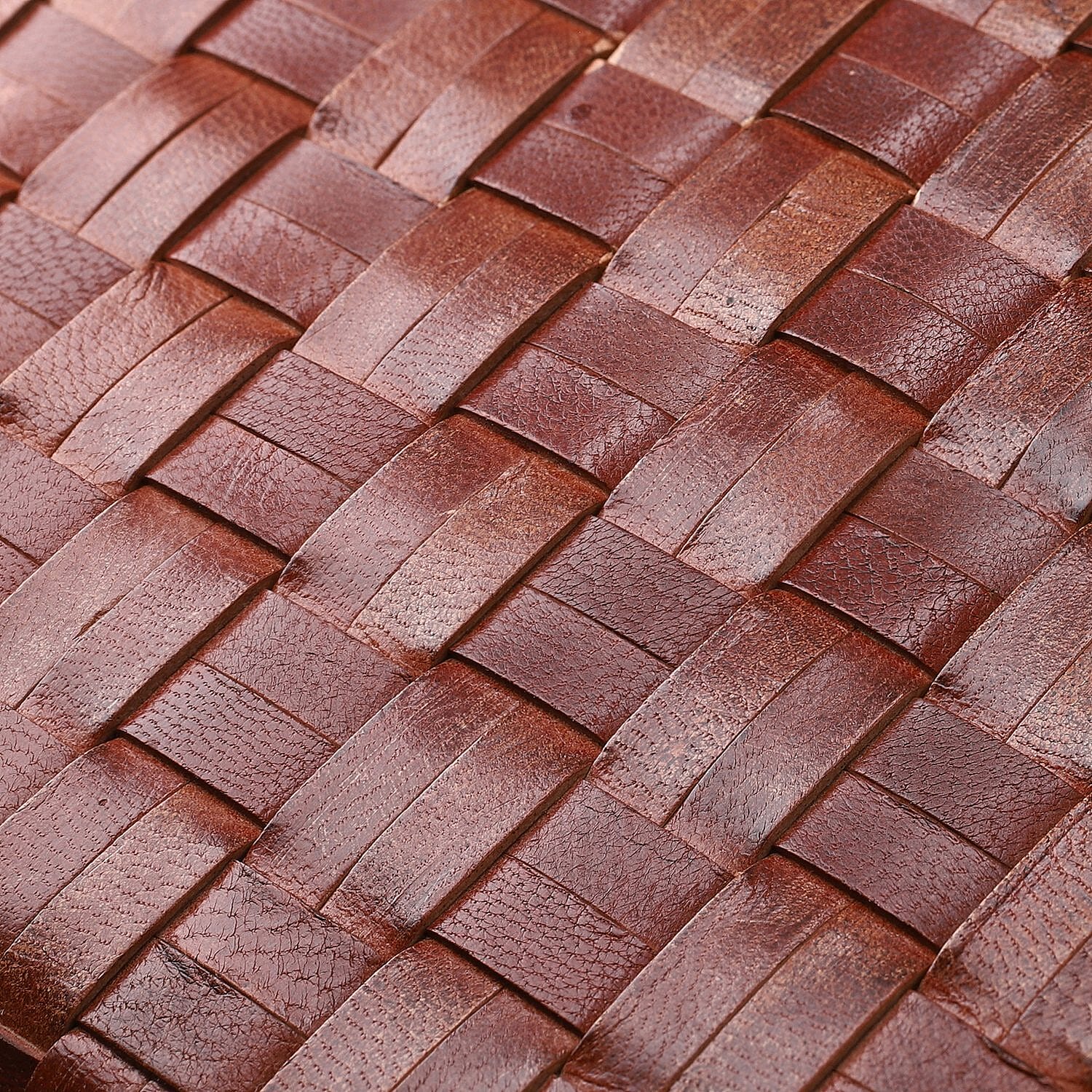 Genuine Leather Weave Pattern Journal Notebook (Size 20x15 Cm) - Brown