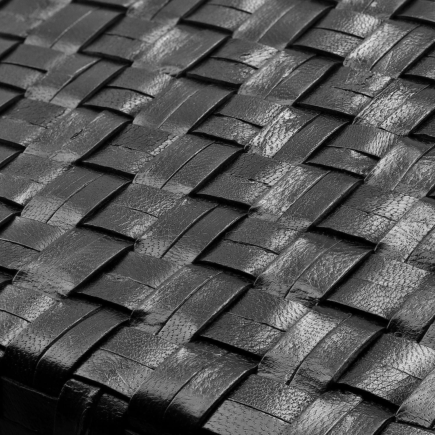 Genuine Leather Weave Pattern Journal Notebook (Size 20x15 Cm) - Black