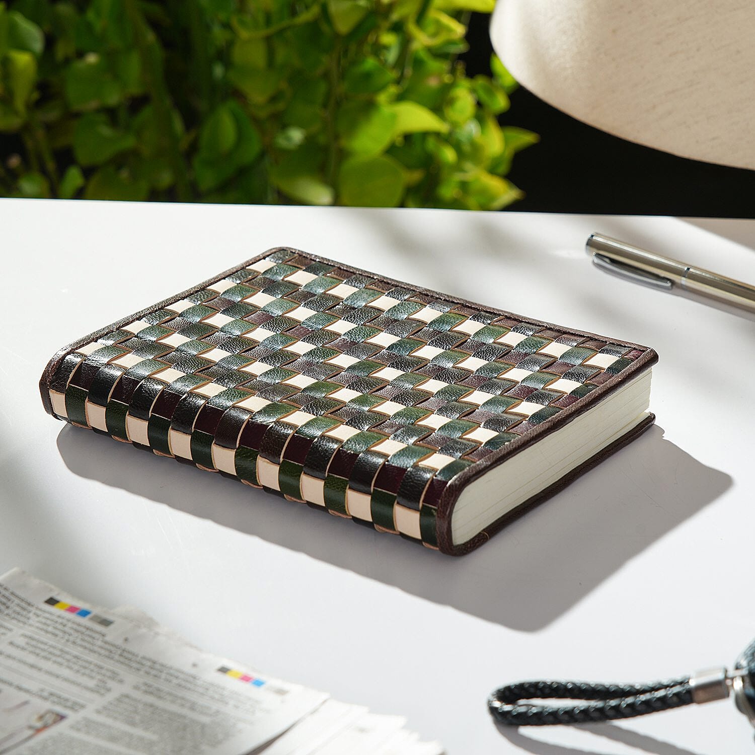 Genuine Leather Weave Pattern Journal Notebook (Size 20x15 Cm) - Multi
