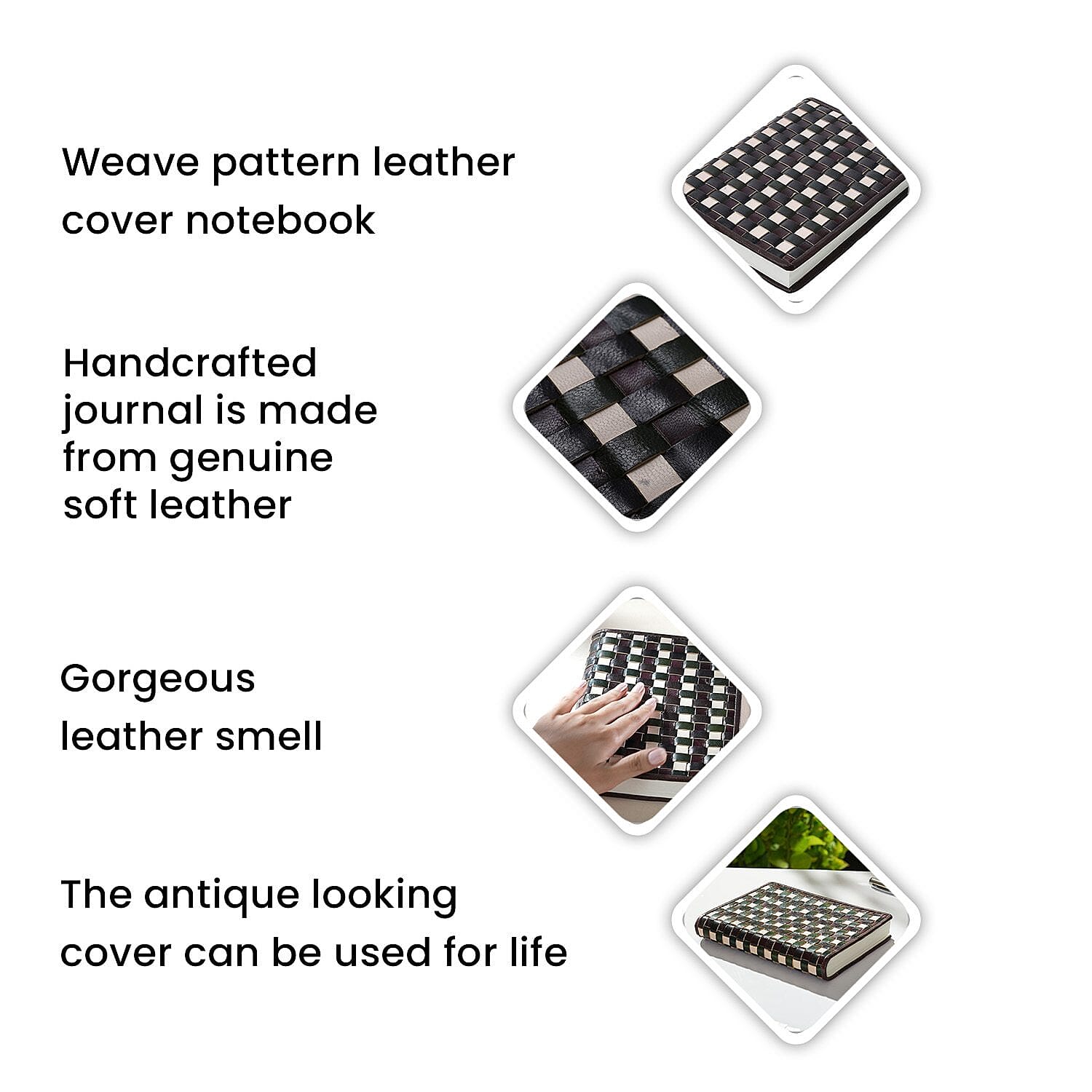 Genuine Leather Weave Pattern Journal Notebook (Size 20x15 Cm) - Multi