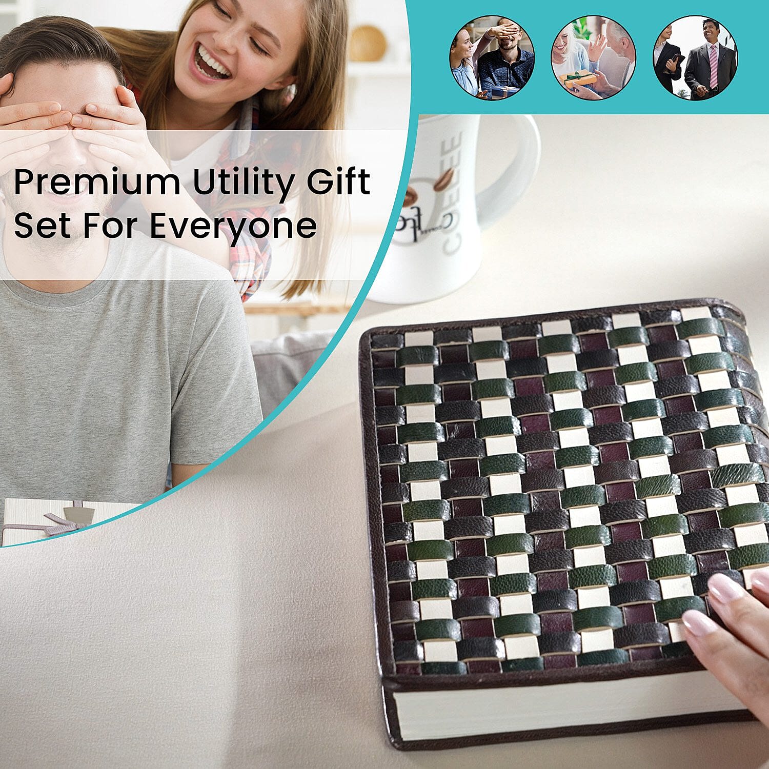 Genuine Leather Weave Pattern Journal Notebook (Size 20x15 Cm) - Multi