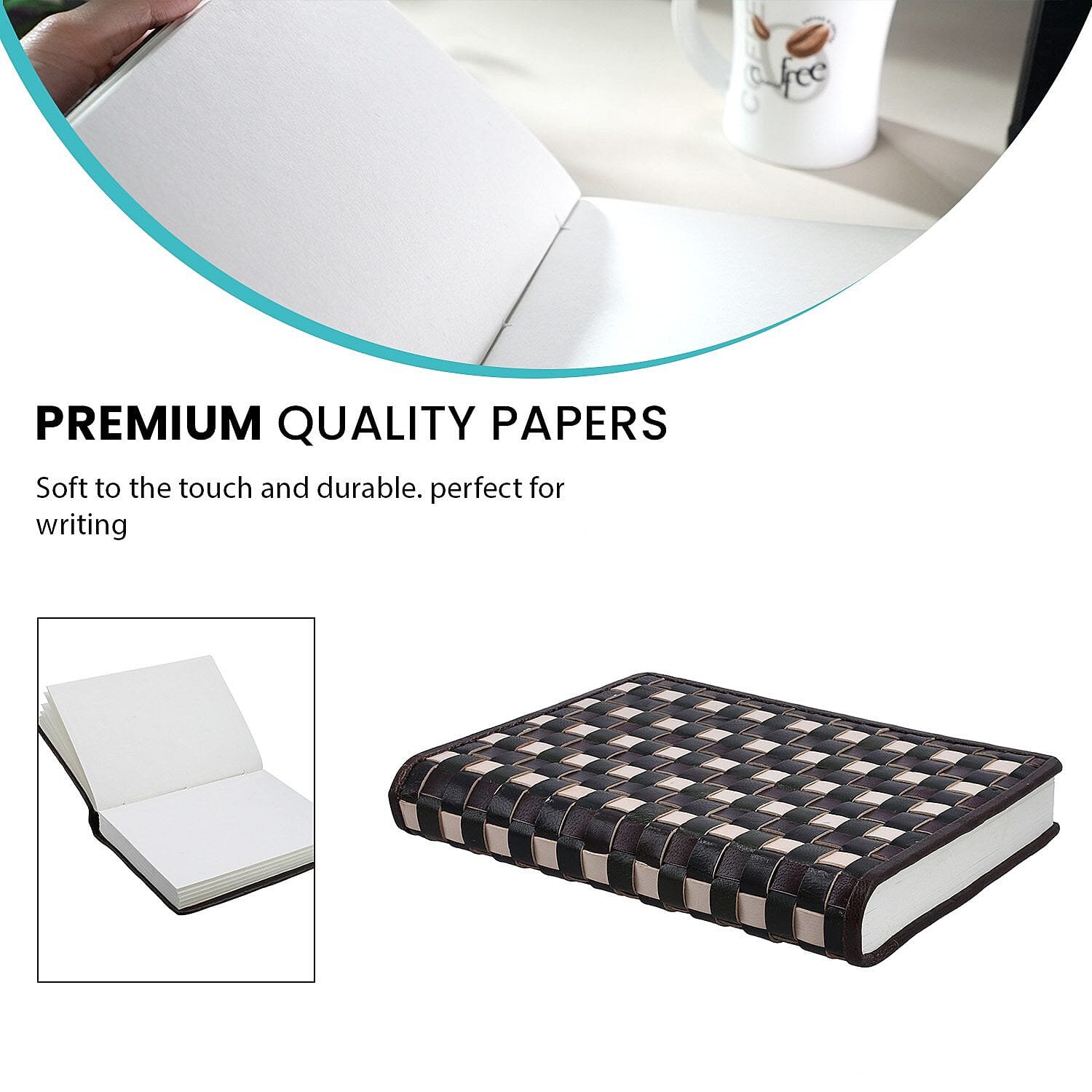 Genuine Leather Weave Pattern Journal Notebook (Size 20x15 Cm) - Multi