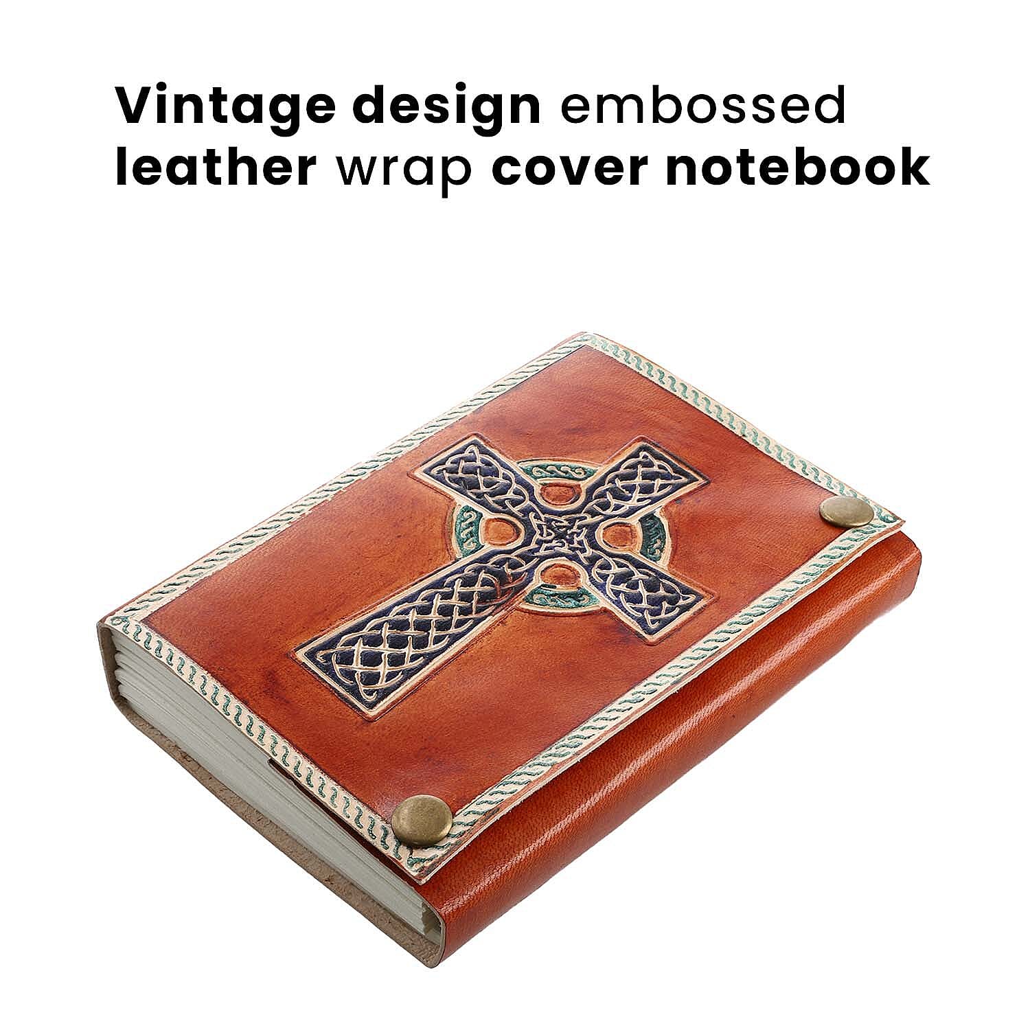 Cross Pattern Leather Journal Notebook 96 Off White HMP with Box (Size 15x10 Cm) - Brown