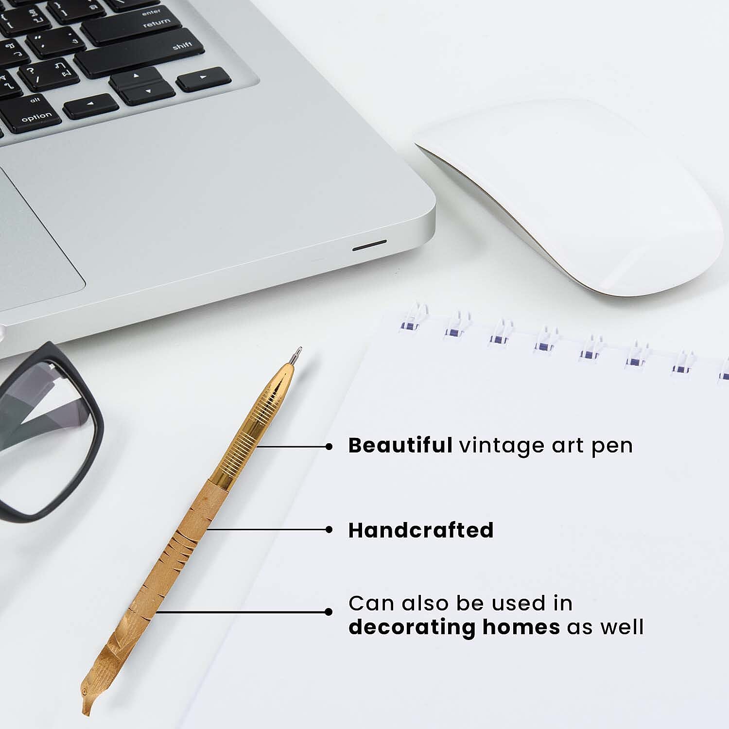 Hamsa Hand Pattern Leather Journal Notebook 96 Off White HMP with Box (Size 15x10 Cm) - Brown