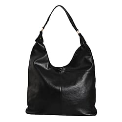 Polyurethane Plain Tote Bag - Black