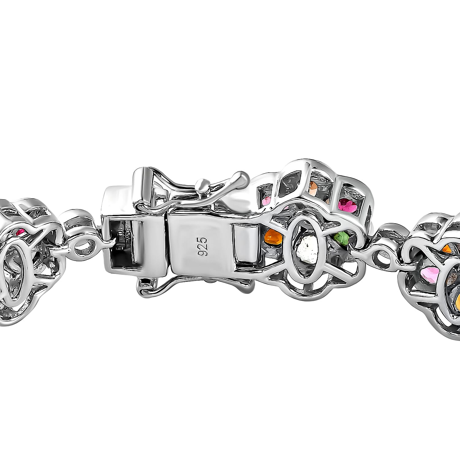 Multi-Tourmaline and Natural Zircon Bracelet (Size - 7.5) in Platinum Overlay Sterling Silver 12.49 Ct, Silver Wt. 20.30 Gms