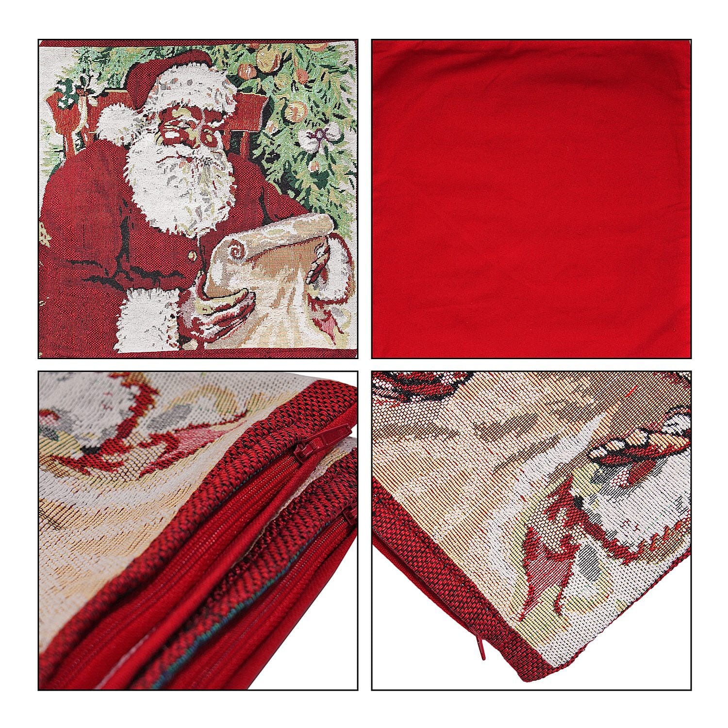 Set of 2 - Jacquard Woven Santa Cushion Covers (Size 45 Cm) - Multi