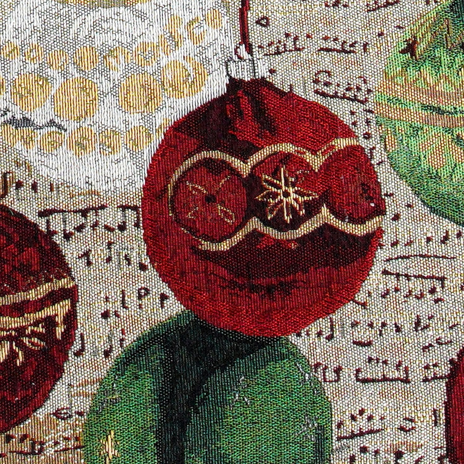 Set of 5 - Christmas Hanging Theme 4 pc Jacquard Placemats (Size 32x45 Cm) & 1 Runner (Size 32x133 Cm) - Multi