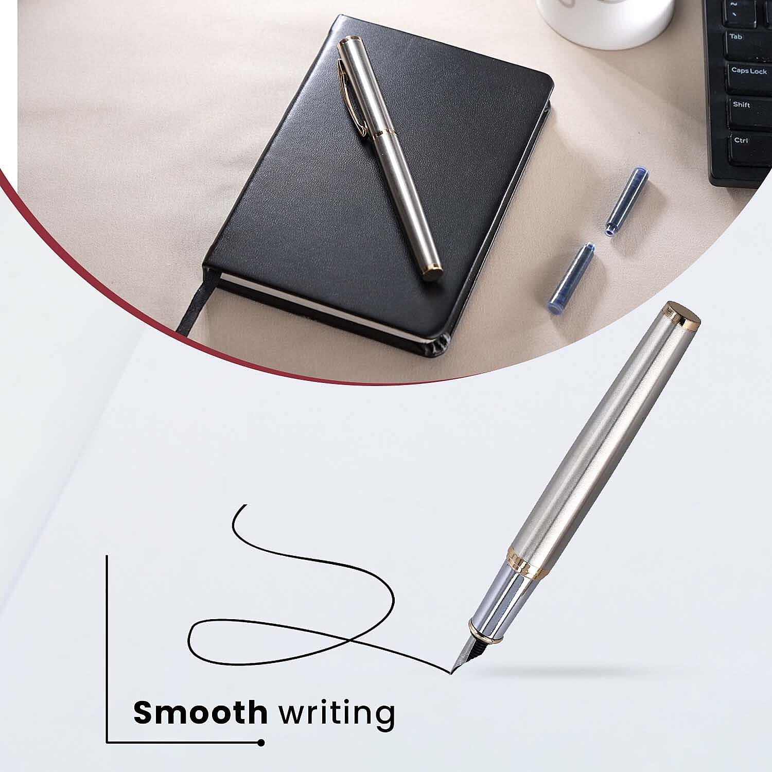 Fountain Pen with Journal stationary gift set with 2 extra refills