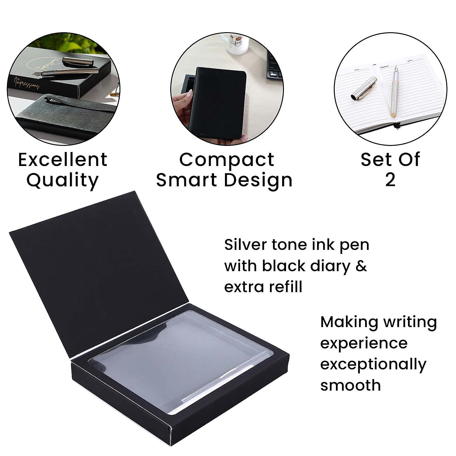 Fountain Pen with Journal stationary gift set with 2 extra refills