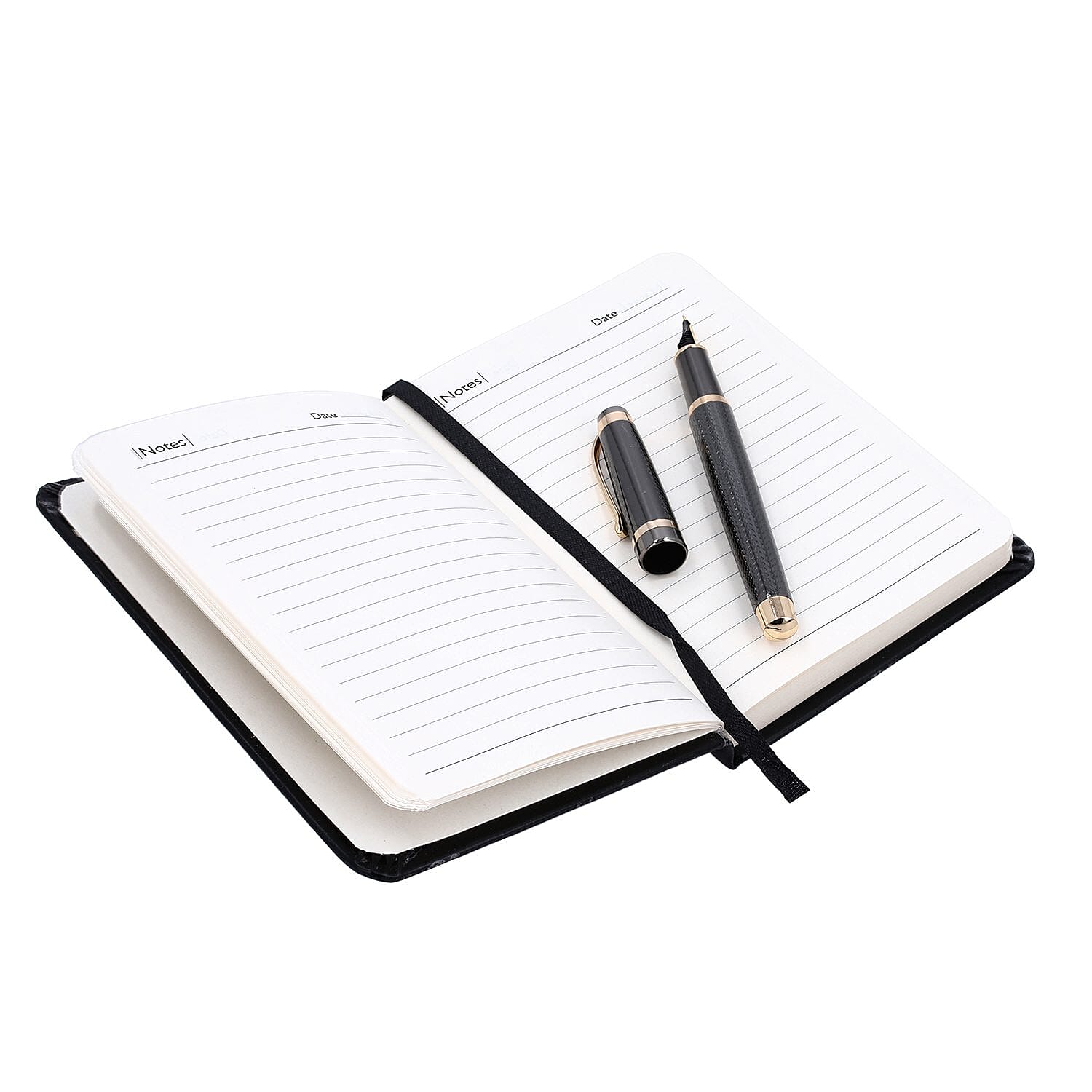 Black Fountain Pen with Diary Set with 2 Extra Refills