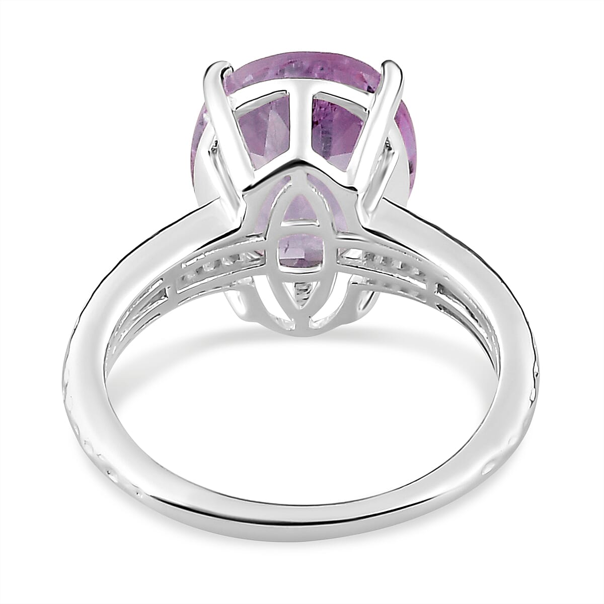Rose De France Amethyst Solitaire Ring in Sterling Silver 4.67 Ct.