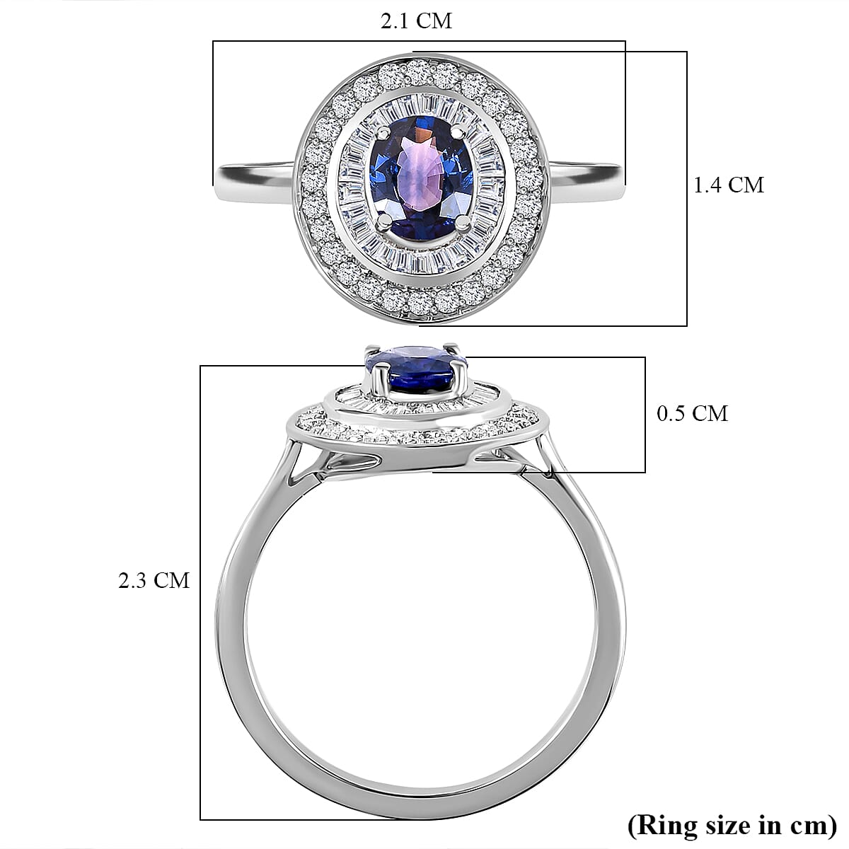 RHAPSODY 950 Platinum AAAA Colour Change Sapphire and Diamond (VS-E-F) Cluster Ring 1.21 Ct.