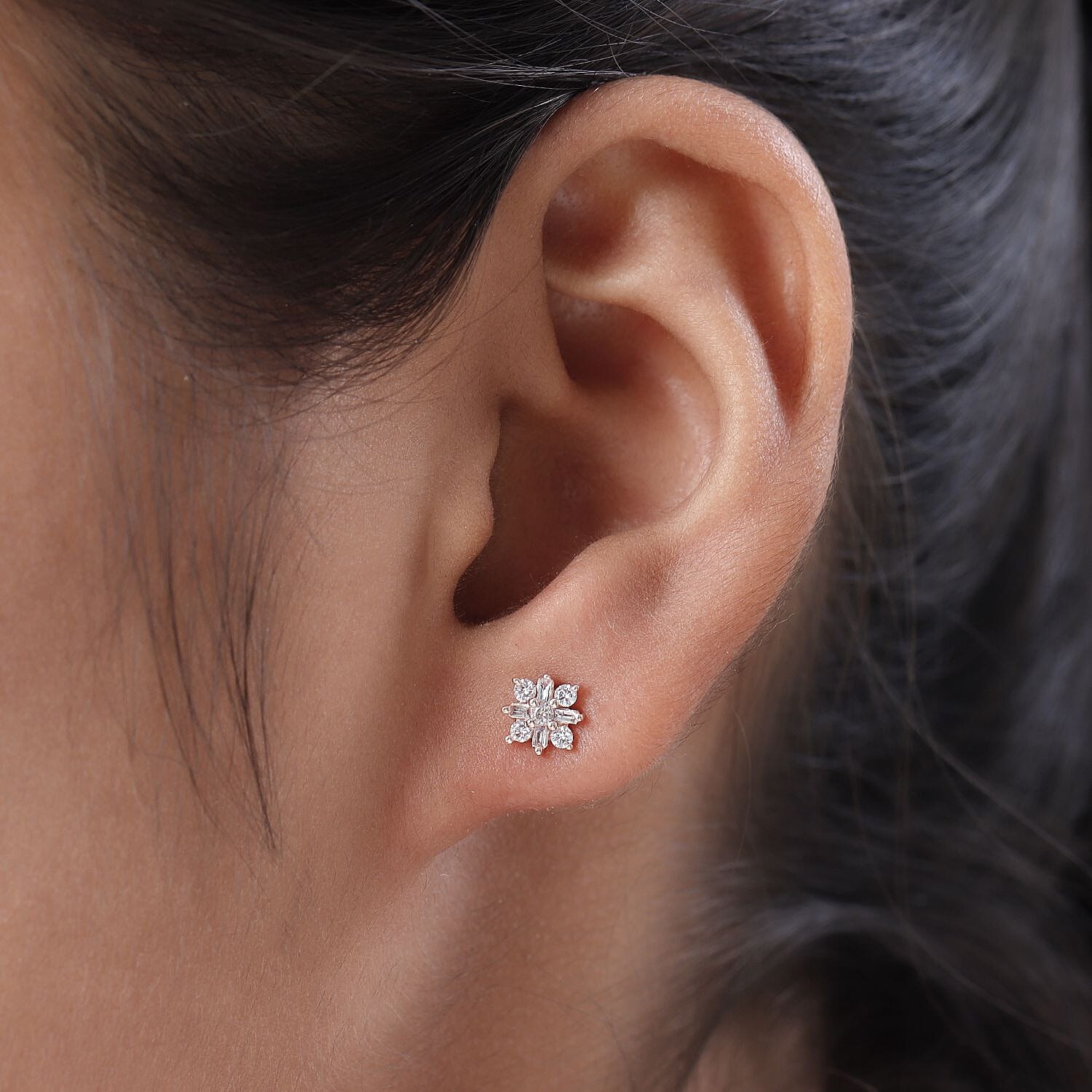 9K Rose Gold Pink Diamond (I2-I3) Earrings 0.27 Ct.