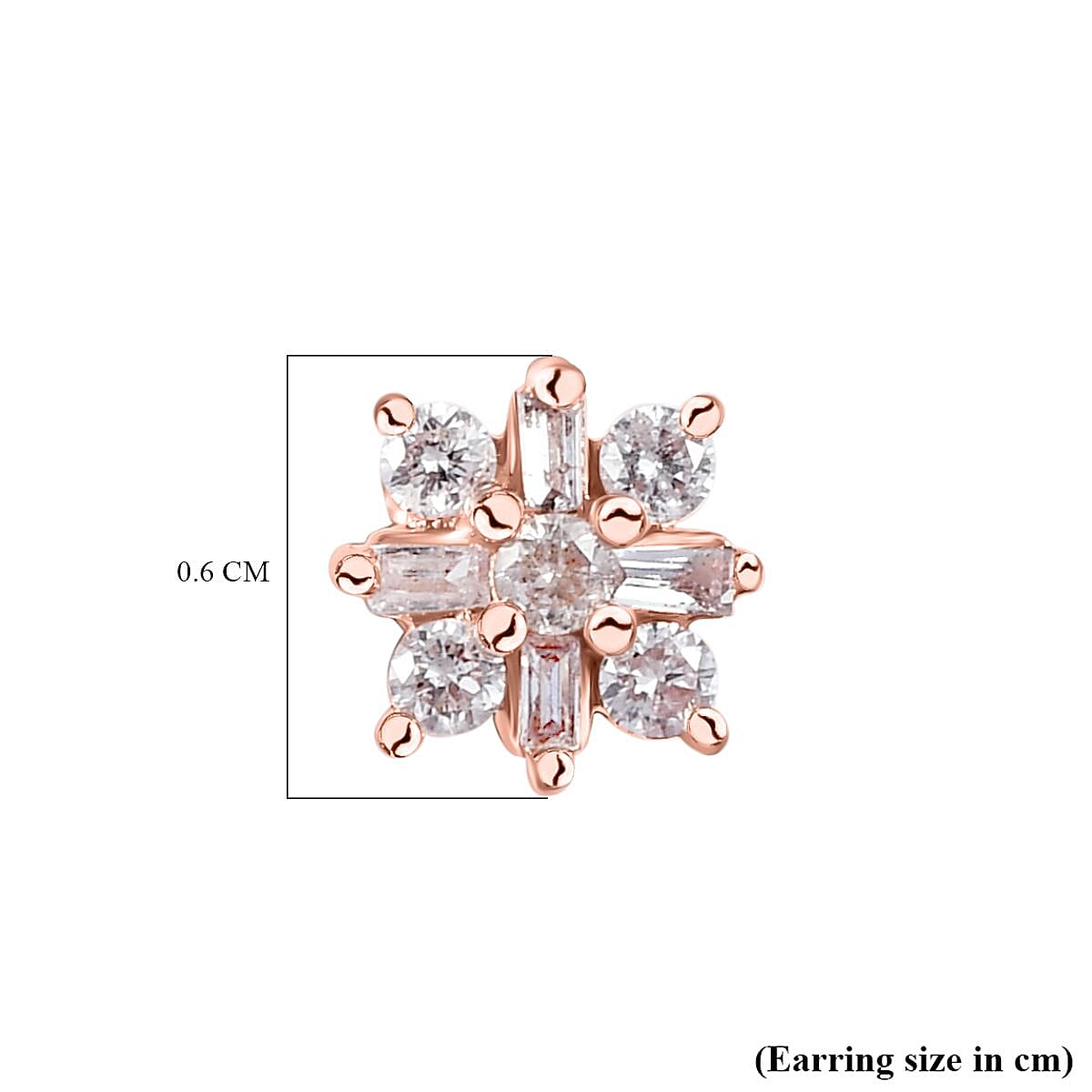 9K Rose Gold Pink Diamond (I2-I3) Earrings 0.27 Ct.